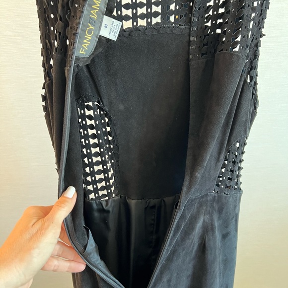 NEW with defect Fancy James Black Women Leather Suede Sleeveless Jumpsuit Size M - Picture 7 of 16